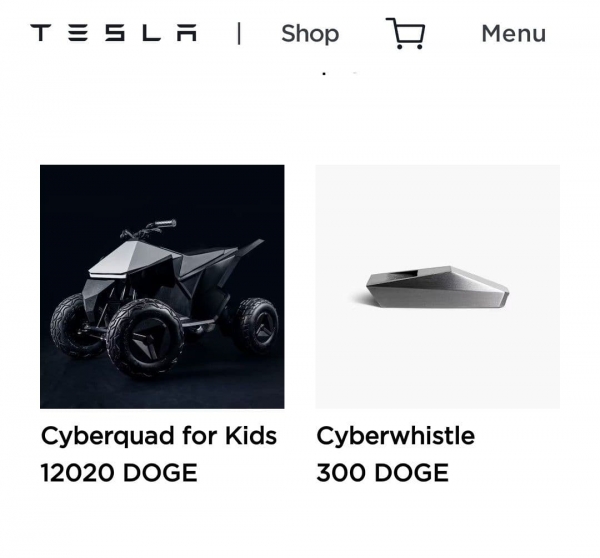 Tesla начала продавать товары за DOGE